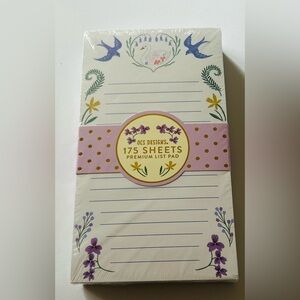 New OSC 175 Sheets Purple Lined Note Pad “Bluebell Ballet” Swans Birds Flowers